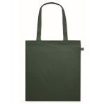 Cotton tote bag with long handles, fairtrade, 140 g/m2 dark green colour second view