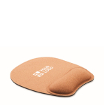 Ergonomic cork mouse pad with non-slip base view with print area