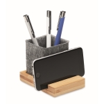 Pencil holder made of RPET felt and phone holder made of bamboo wood colour second view