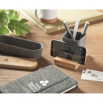 Pencil holder made of RPET felt and phone holder made of bamboo wood colour main ambient view