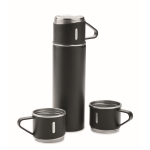 Leak-proof stainless steel bottle 420ml, with 3 cups 150ml black colour