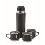 Leak-proof stainless steel bottle 420ml, with 3 cups 150ml black colour second view