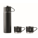 Leak-proof stainless steel bottle 420ml, with 3 cups 150ml black colour third view