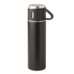 Leak-proof stainless steel bottle with cup as a lid, 420ml black colour