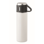 Leak-proof stainless steel bottle with cup as a lid, 420ml white colour