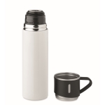 Leak-proof stainless steel bottle with cup as a lid, 420ml white colour second view