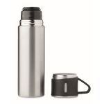 Leak-proof stainless steel bottle with cup as a lid, 420ml matt silver colour sixth view