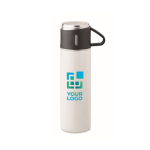 Leak-proof stainless steel bottle with cup as a lid, 420ml view with print area