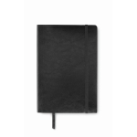 Recycled PU notebook with fastening strap and inner pocket, A5 black colour fourth view