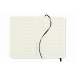 Recycled PU notebook with fastening strap and inner pocket, A5 black colour sixth view