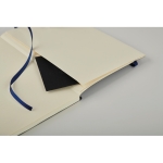 Recycled PU notebook with fastening strap and inner pocket, A5 blue colour third photographic view