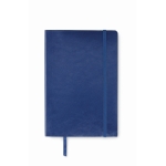 Recycled PU notebook with fastening strap and inner pocket, A5 blue colour fourth view