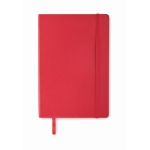 Recycled PU notebook with fastening strap and inner pocket, A5 red colour fourth view