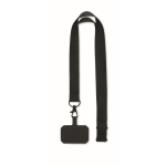 Polyester lanyard with safety clasp for mobile phone black colour