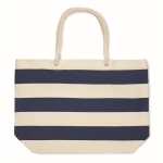 Striped cotton beach bag with cord handles, 220 g/m2 blue colour third view