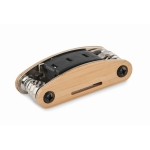 Pocket tool with bamboo details and 11 functions wood colour second view