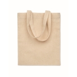 Cotton gift bag with short colored handles, 140 g/m2 beige colour