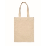 Cotton gift bag with short colored handles, 140 g/m2 beige colour second view