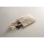 Cotton gift bag with short colored handles, 140 g/m2 beige colour third photographic view