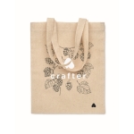 Cotton gift bag with short colored handles, 140 g/m2 beige colour main view