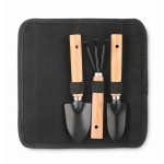 Set of 3 garden tools in RPET felt bag as promotional material black colour