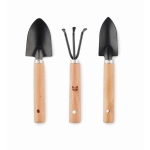 Set of 3 garden tools in RPET felt bag as promotional material black colour third main view