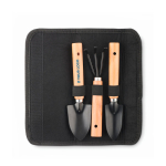 Set of 3 garden tools in RPET felt bag as promotional material view with print area