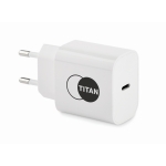 2-pin EU charger with Type-C port for fast charging white colour main view