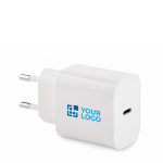 2-pin EU charger with Type-C port for fast charging view with print area