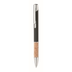 Retractable ballpoint pen with cork details and blue ink black colour