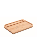 Bamboo food plate with cutlery compartment view with print area