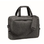 RPET felt laptop briefcase with adjustable strap, 15'' dark grey colour