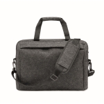 RPET felt laptop briefcase with adjustable strap, 15'' dark grey colour second view