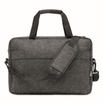 RPET felt laptop briefcase with adjustable strap, 15'' dark grey colour third view