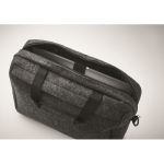 RPET felt laptop briefcase with adjustable strap, 15'' dark grey colour fifth photographic view