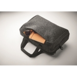 RPET felt laptop briefcase with adjustable strap, 15'' dark grey colour seventh photographic view