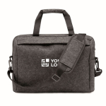 RPET felt laptop briefcase with adjustable strap, 15'' view with print area