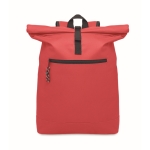 Polyester padded roll top laptop backpack, 15'' red colour