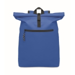 Polyester padded roll top laptop backpack, 15'' royal blue colour