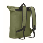 Polyester padded roll top laptop backpack, 15'' military green colour third view