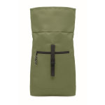 Polyester padded roll top laptop backpack, 15'' military green colour fourth view