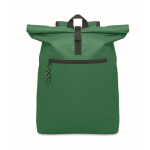 Polyester padded roll top laptop backpack, 15'' dark green colour