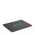 Black rectangular mouse pad made from recycled material view with print area