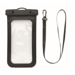 Waterproof mobile phone case with window and removable strap black colour