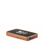 Rectangular wireless charger made of acacia wood, 15W view with print area