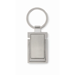 Rectangular metal keyring that also serves as phone holder silver colour fifth view