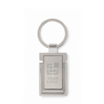 Rectangular metal keyring that also serves as phone holder view with print area