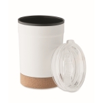 Travel mug made of  steel with cork base, 300 ml white colour second view