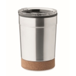 Travel mug made of  steel with cork base, 300 ml matt silver colour