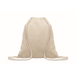 Drawstring bag with cord handles, 220 g/m2 beige colour second view